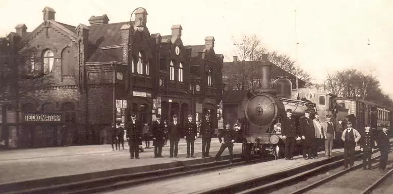 Stationen i Teckomatorp, bilden är tagen 1914.
